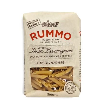 Rummo Penne Mezzane N.58 Makaron z Semoliny 500g - włoska pasta Lenta Lavorazione
